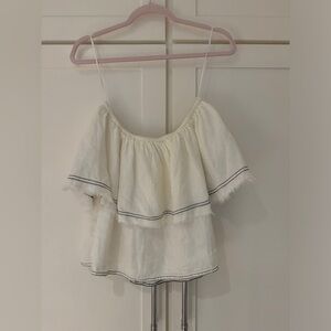 NWT Zara Off Shoulder White Linen Top XS